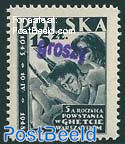 Uprising in Warsaw Ghetto 1V with Groszy overprint