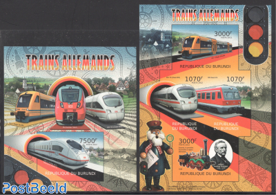 German trains 2 s/s, imperforated