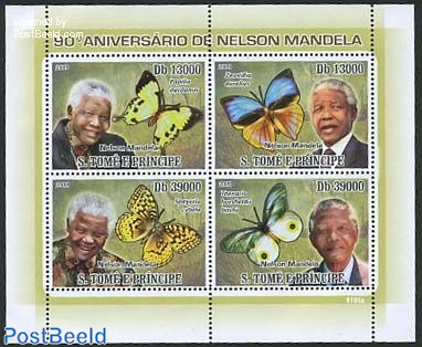 butterflies, Nelson Mandela 4v m/S