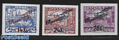 Airmail Overprints 3v, imperforated