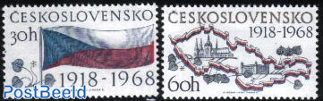 Czechoslowakia 50th anniversary 2v