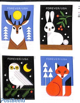 Winter Woodland Animals 2x4v s-a (double sided)