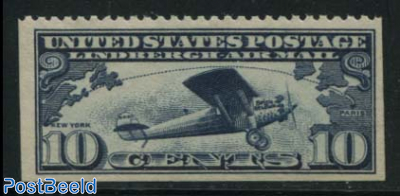 10c, Transatlantic flight 1v, left and right and under imperforated