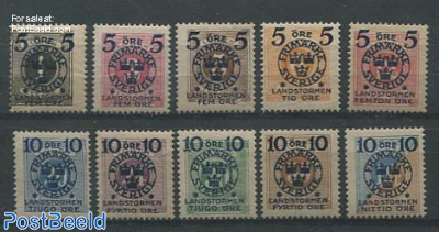 Overprints on postage due stamps 10v