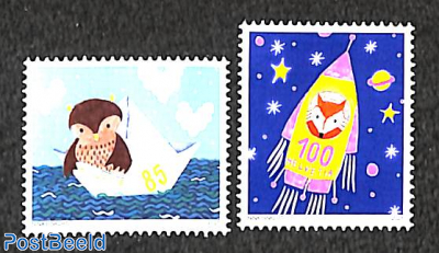 Wishing stamps owl & fox 2v
