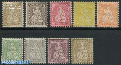 Definitives, Sitting Helvetia 9v (faser paper)